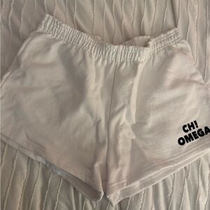 Chi Omega White Athletic Women's Shorts